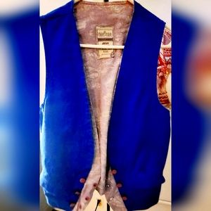 Blue Vest with Flowers Imprinted Inside